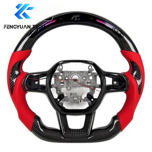 Volante Deportivo de Fibra de Carbono Forjado con LED Estilo Blanco para <span class=keywords><strong>Honda</strong></span> Accord Sport EX EX-L LX <span class=keywords><strong>Touring</strong></span> CV1 CV2, Interior 2018-2022 - Product Image 1