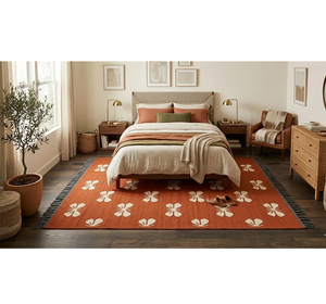 Turquoise Butterfly Wool Jute <b>Rug</b> Handmade Tribal Geometric <b>Boho</b> Area Carpet for Kids Nursery Living Room Playroom Home Decor - Product Image 1