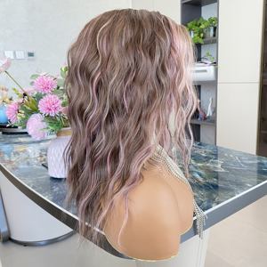 High-quality 13x4 HD <b>Lace</b> Front Wigs Transparent Synthetic Short Water Wave Heat Resistant Custom Scandi Hairline - Product Image 1