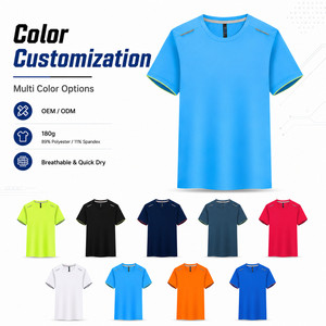 T-shirt personnalisé avec logo, 180g, haute élasticité, 11% Spandex, séchage rapide, tee-shirt de sport performant, t-shirt de course réfléchissant, marque privée, vente en gros - Product Image 3