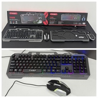 Clavier de jeu T-W0LF TF600 104 touches, souris de jeu, panneau métallique, clavier éclairé, ensemble clavier et souris, sensation mécanique, combos clavier