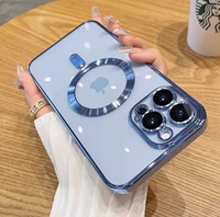 Étui de téléphone en TPU avec cadre en diamant de luxe pour iPhone 15 14 13 12 Pro Max, paillettes scintillantes avec fonction de charge sans fil magnétique