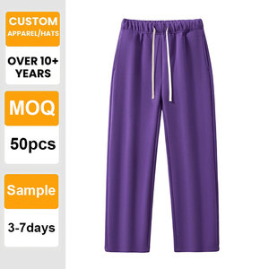 Logo brodé personnalisé, impression numérique écologique, molleton épais 350G, streetwear, coupe large, jambe droite, uni - Product Image 1