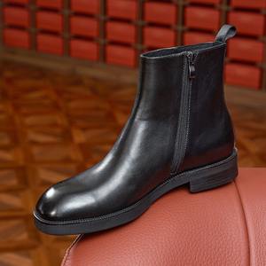 Botas Chelsea de Punta Cuadrada para Hombre, Primavera Verano, Estilo Británico Retro, con Cordones, Suela Gruesa, Hechas a Mano, Botas Cortas de Caña Alta, Antideslizantes y Transpirables - Product Image 3