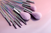 Daily Queen & Mor-phe 10 pinceaux de maquillage en poils de yacintes lilas, manche en acrylique transparent, haute qualité et sensation luxueuse, logo personnalisé