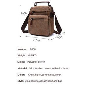 Bolso bandolera de lona cuadrado verde de color sólido, bandolera pequeña para hombre - Product Image 3