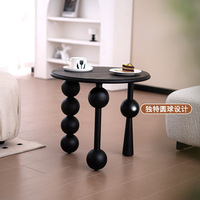 Table basse ronde en bois massif PurelyFeel, style rétro français, pour salon, coin canapé, table d'appoint créative