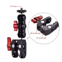 Bras articulé 360° en aluminium avec vis 1/4 et pince Super Crab pour montage de caméra Canon Nikon DSLR GoPro Hero DJI Osmo Insta360