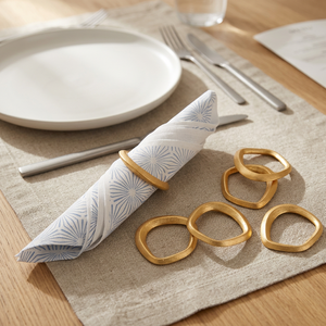 Modern Gold Metal Napkin Rings Set of 6 Handmade Decorative Tableware Accessories - Product Image 4