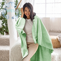 Couverture en RPET certifiée GRS, écologique, 100 % recyclée, douce pour la peau, couleur unie, en polaire, pour peaux sensibles, pour la maison