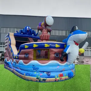 बच्चों inflatable उछालपटे समुद्री डाकू जहाज उछाल घर inflatable समुद्री डाकू उछालभरी जहाज