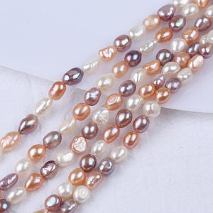 Perles d'eau douce naturelles Zhuji 8-9 mm, perles lâches à deux faces, trou droit, couleur mixte, forme baroque irrégulière - Product Image 1