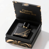 Boîte personnalisée haut de gamme avec couvercle et base pour flacon de parfum, emballage cosmétique et coffret cadeau de luxe avec encre de soja recyclable FSC