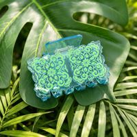 Jepit Rambut Wanita Model Persegi Motif Bunga Hawaii Tahiti Gaya Mori Girl Cantik Bahan Asetat untuk Grosir