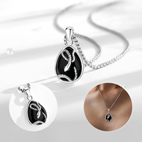 Merryshine Hombres Cuarzo Delicado Piedra Curativa Piedra Preciosa Serpiente Negra Obsidiana Piedra Colgante Collar