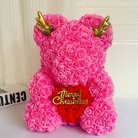Cadeau d'anniversaire et de Saint-Valentin, roses artificielles en matériau PE, fleurs artificielles, ours en mousse fait à la main, cadeau de Noël