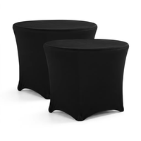 Groothandel Zwarte Spandex Stretch Ronde Tafelhoes Gevoerde Tafelkleed met Elastische Pootzakken voor Bruiloft Banket Evenement