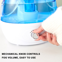 Humidificateur électrique ultrasonique classique 2,5 L en plastique, diffuseur d'aromathérapie à brume froide, veilleuse, faible bruit, pour hôtel et bureau