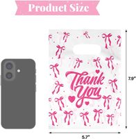 Sacs de courses en plastique Ysmile avec poignées longues, 5,7x7,9 pouces, nœud rose, sacs cadeaux pour petites entreprises, lot de 100