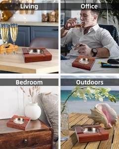 Wholesale Luxury <b>Square</b> Wooden Ashtrays Customizable <b>Pocket</b> Cigar Shape Logo Portable for Indoor Outdoor Home Office Patio Use - Product Image 4
