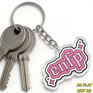 Portachiavi in acrilico tipo personalità <span class=keywords><strong>ENFP</strong></span>, con scritte rosa stile graffiti e brillantini, ciondolo con bordo trasparente per chiavi o borse - Product Image 5