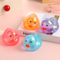 Mini Canard Kawaii Squishy Anti-Stress, Jouet à Presser en TPR Doux Rempli de Maltose, Paillettes Dorées, Jouet Sensoriel de Décompression pour Tous
