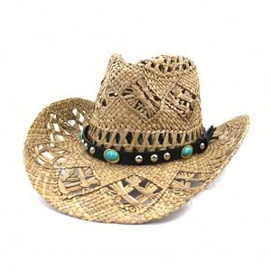 Sombrero de Vaquero de Plumas Cómodo y de Nuevo Estilo con Diseño de Sombrero de Paja Mexicano para Viajes, Pesca, Deportes y Uso Casual - Cuatro Estaciones - Product Image 1