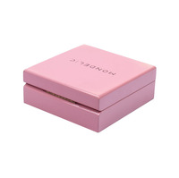 Boîte de rangement rigide en bois de luxe carrée/rectangulaire à couvercle rabattable pour bijoux, personnalisable, rose, pour collier, avec intérieur floqué