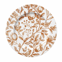 Assiettes de présentation durables de 13 pouces, motif oiseaux et grenades en cuivre, pour fêtes en plein air, mariages et banquets