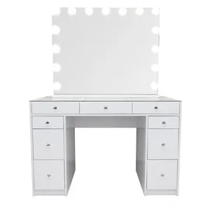 Glass Crystal Handle Mirrored Dressing Table with drawers,vanity table