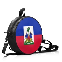 Sac à dos multifonctionnel en cuir PU imprimé drapeau d'Haïti pour femme, convertible en sac à bandoulière et sac à main, fermeture éclair, style ethnique