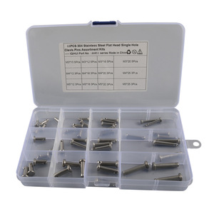 IQIHUI 304 Stainless Steel Clevis <b>Pins</b> Flat Head Single Hole Assortment Kit 44Pcs M3 M4 M5 Sizes - Product Image 1