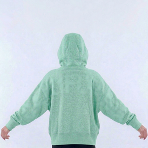 Sudadera Extra Grande Verde Menta para Mujer con Estampado de California en la Espalda, Hombros Caídos, Manga Larga, 100% Algodón Tejido, Ropa de Otoño - Product Image 1