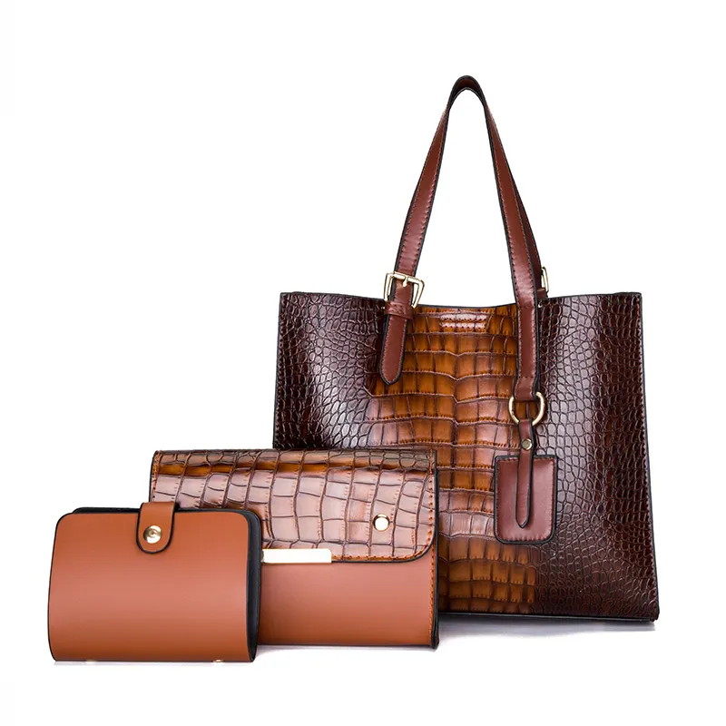 Set di borse a mano di grande capacità in pelle PU Casual di alta qualità per le donne borsa a tracolla con pochette unica di moda di design per le signore