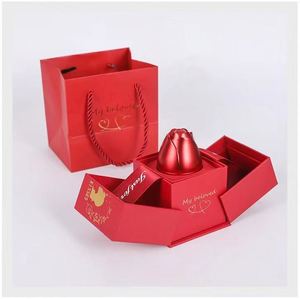 Valentine's Day Rose Bracelet Lifting Gift Box Bronzing Finish Embossing 2mm <b>Rectangular</b> Shape Customizable - Product Image 2