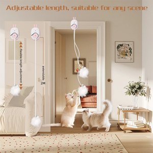 Jouet pour <span class=keywords><strong>chat</strong></span> suspendu automatique rechargeable, interactif, pour chats d'intérieur, avec corde élastique et balle en peluche - Product Image 3