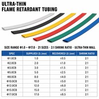 Tubo Termocontraíble Ultrafino Retardante de Llama, Contracción Rápida 2:1, para Aislamiento de Cables Automotrices y Electrónicos
