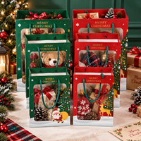Sacs en papier de Noël avec fenêtre en PVC, sacs cadeaux en carton blanc avec poignées, sacs en papier personnalisés avec votre propre logo pour l'emballage