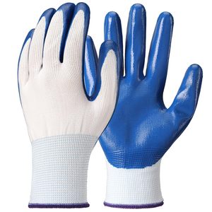 Gants industriels durables, antidérapants et résistants à l'usure, gants en nitrile bleus - Product Image 1