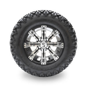 Carrito de golf mecanizado de 23*10,5-12 pulgadas, llantas negras brillantes y neumáticos todoterreno combinados - Product Image 1