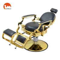 Fauteuils de barbier de luxe rétro noir et or pour la coiffure et la coupe de cheveux