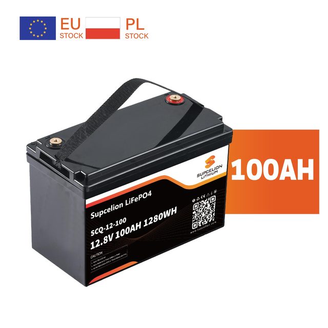 SUPCELION EU stock 12.8V 100Ah LiFePO4 Semi-Solid State Lithium Battery Pack Bluetooth 5.0 IP65 10-Year Warranty 4000 Cycles