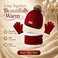Conjunto de Gorro, Bufanda y Guantes de Punto Trenzado para Niños, con Logotipo Personalizado, Cálido para Invierno, con Pompón, OEM