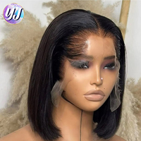 Perruque courte bob colorée sans colle, lace front brésilienne et péruvienne, coupe carrée, pour femmes noires, lace frontale colorée avec cheveux humains