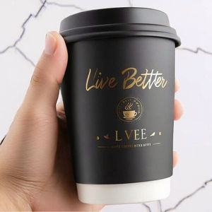 Gobelets à café en papier à double paroi imprimés sur mesure pour boissons chaudes, gobelets jetables de qualité alimentaire avec couvercles, fabrication chinoise - Product Image 4