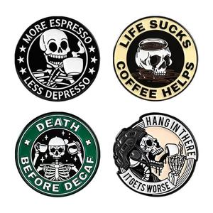 เข็มกลัดรูปกางเขนแฟชั่นรูปนางฟ้าทำจากโลหะผสมสังกะสี Skeleton Coffee  แบบตลกๆ  สำหรับติดเสื้อ  ขายส่ง - Product Image 6