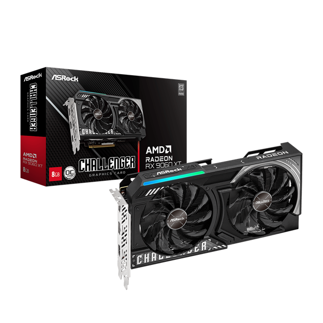 2025 New ASRock Radeon 9060 8GB GDDR6 Fan PCIe 5.0 GPU Video Card for Gaming Desktop 9060 Dual