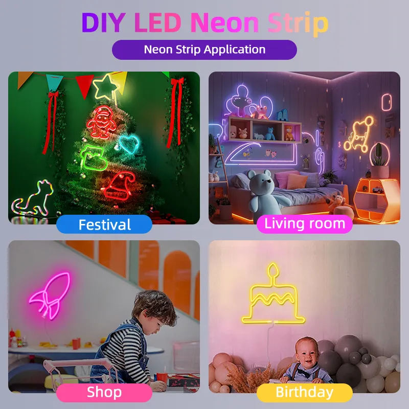 Vendas Diretas Da Fábrica Divatla 8*17mm LED Neon Strip DIY Criação Livre de uma Variedade de Formas Para Decoração De Casa