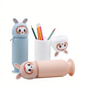 Cross-border Creative Stationery Gift Cartoon Cute Circle Pencil Case Stationery Organizer Washable Silicone Pen Holder - Product Image 1