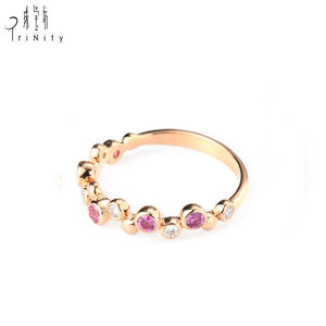 Bague de mariage en or rose massif 18 carats de luxe, design unique avec diamant naturel et saphir rose, pour cadeau de fiançailles pour femme - Product Image 2